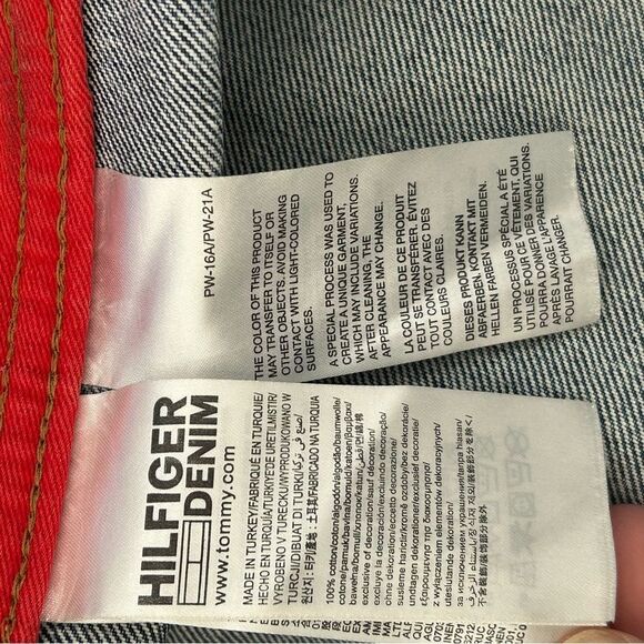 Vintage Tommy Hilfiger Blue Denim Jacket with Red and White Logo - Picture 9 of 16